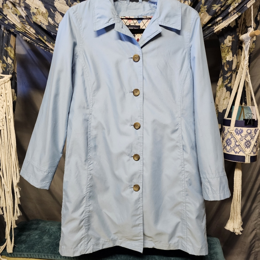 Lands' End Light Blue Trench Coat